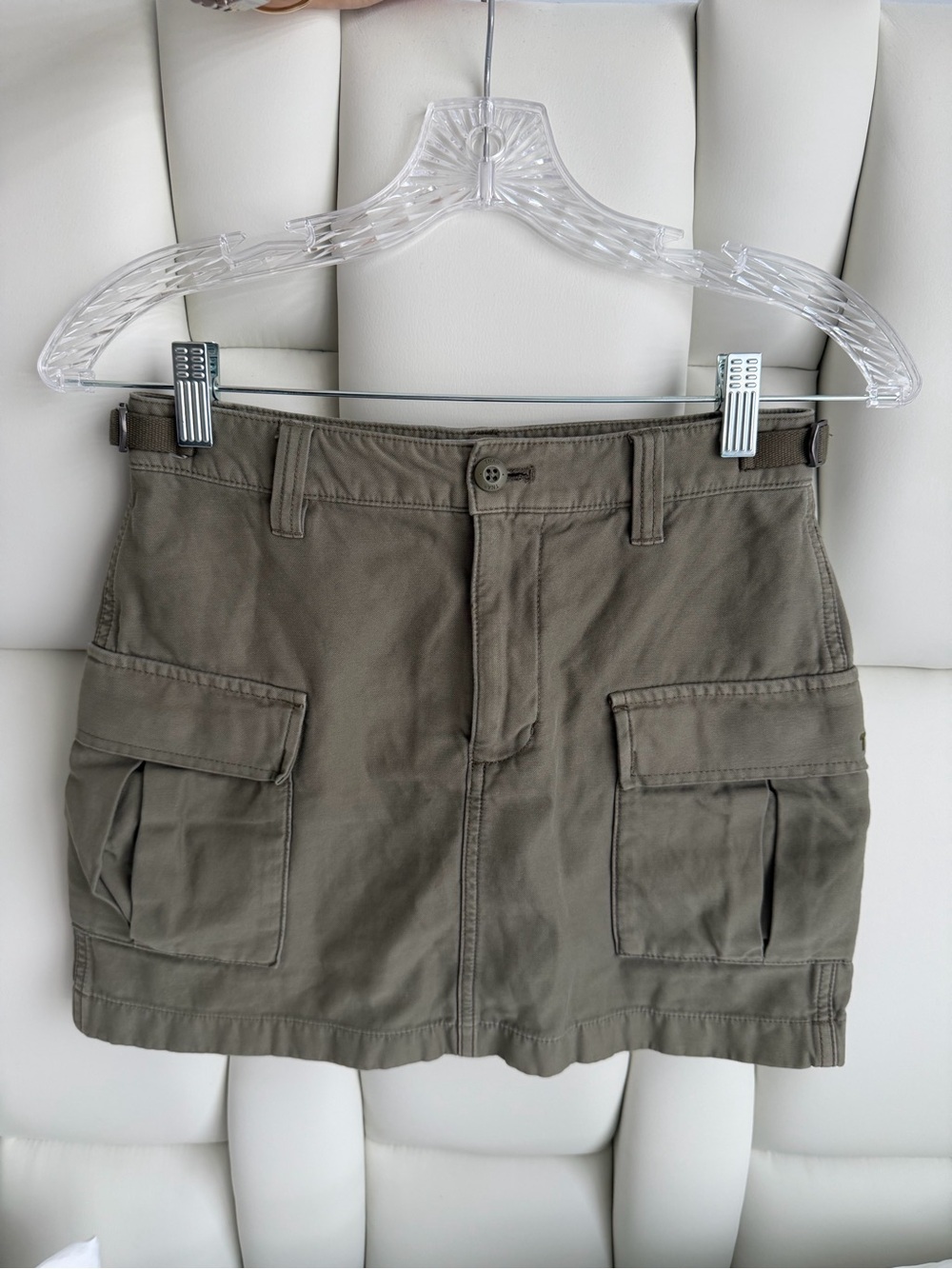 TNA Aritzia Olive Cargo Utility Mini Skirt Size 2 Y2K